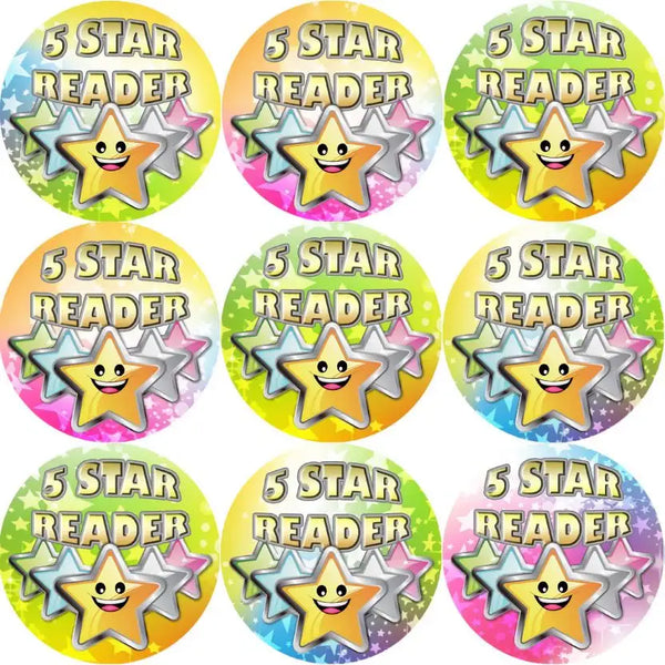 144 5 Star Reader Themed Teacher Reward Stickers - Large - Sticker Stocker