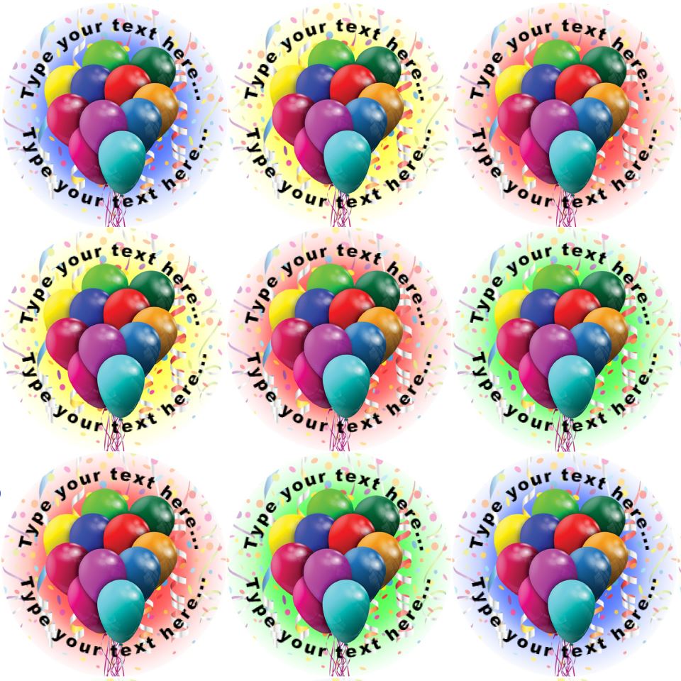 144 Party Balloons Personalised 30mm Reward Stickers for School Teachers, Parents and Nursery