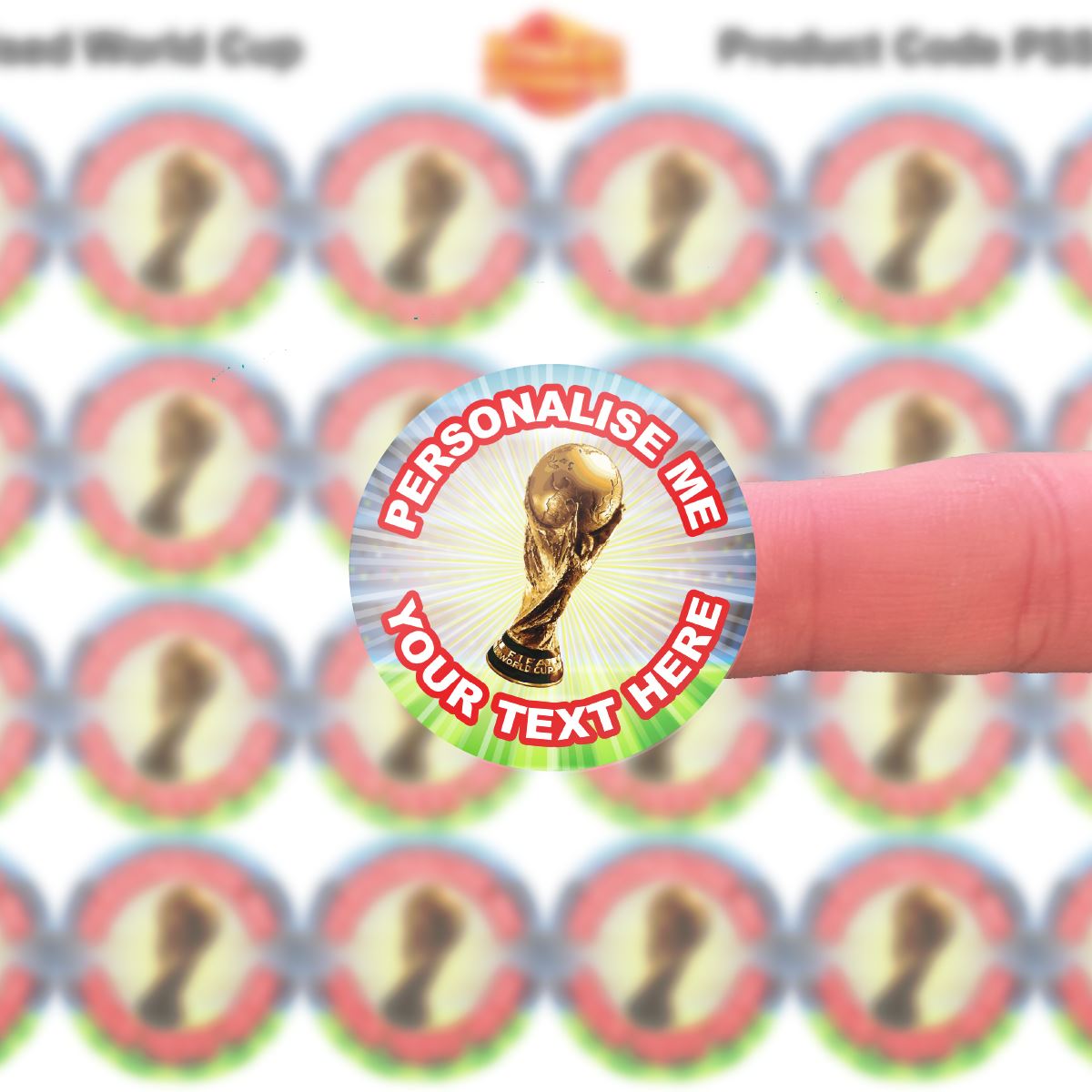 144 World Cup Personalised 30mm Reward Stickers for Football Clubs, schools