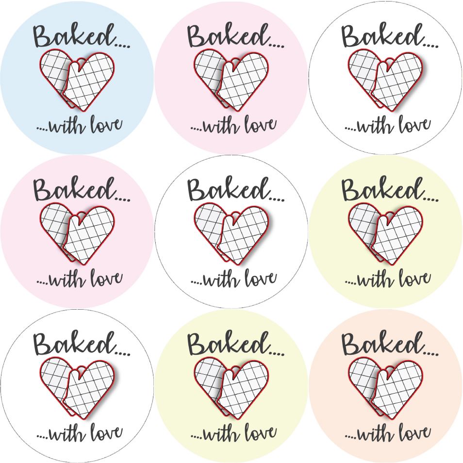 144 Baked With Love Glossy Stickers Home Baking Gift Packaging Seal Labels