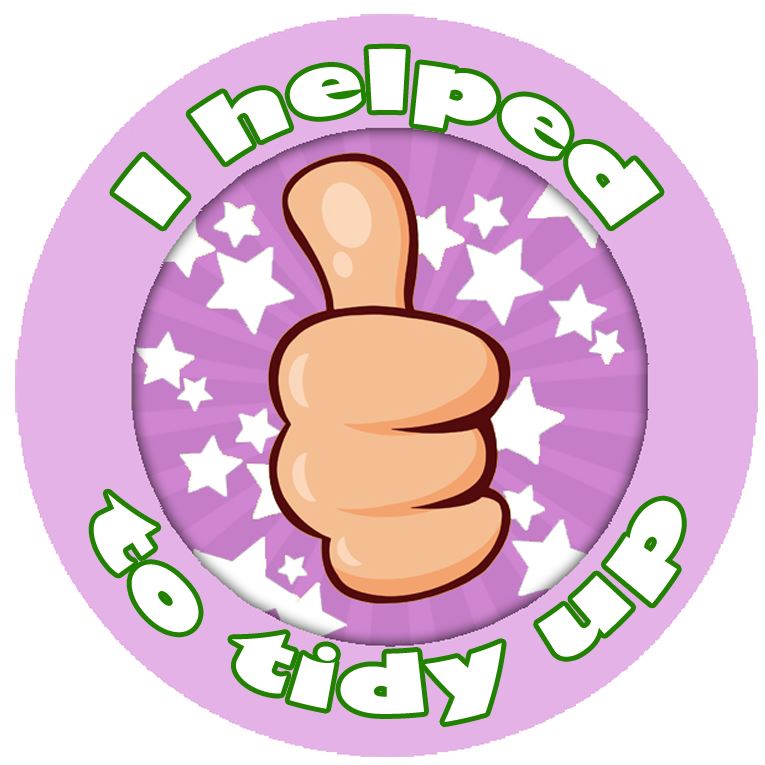 144 I Helped to Tidy up 30mm Reward Stickers for Teachers, Parents and Party Bags