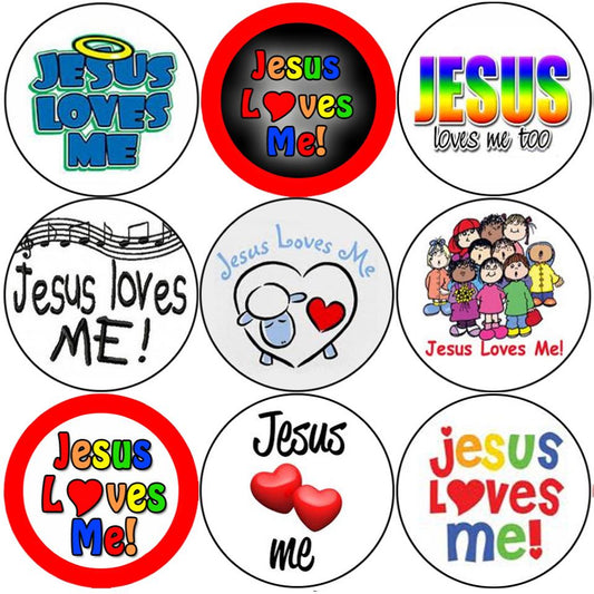 144 Jesus Loves Me 30mm Round Children's Christian Reward Stickers - Teachers or Parents