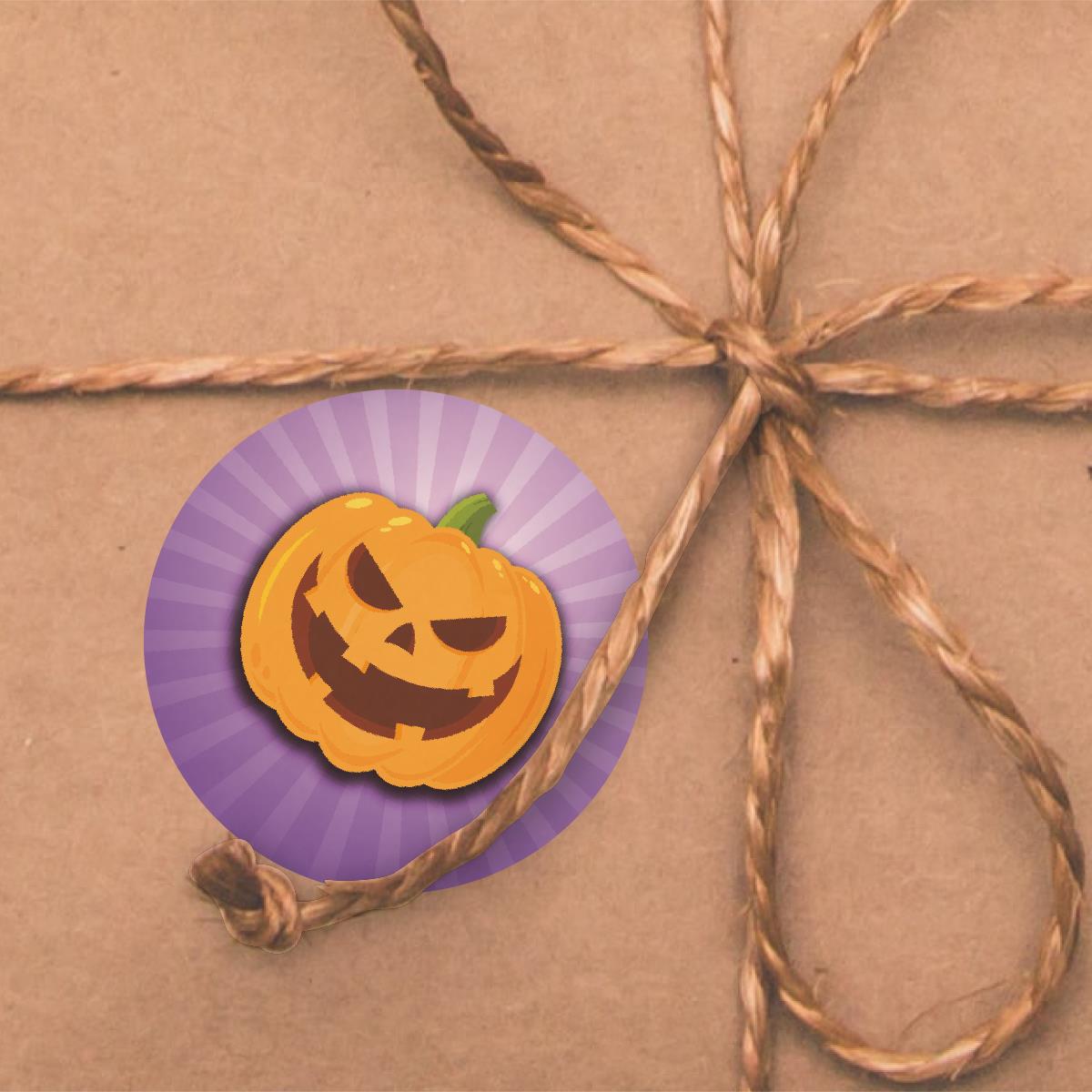144 Purple Halloween Pumpkins 30mm Round Children's Reward Stickers for Teachers, Parents and Party Bags
