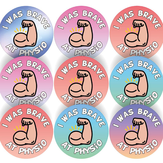 144 I Was Brave At Physio 30mm Reward Stickers for Nurses, Doctors, Physiotherapists