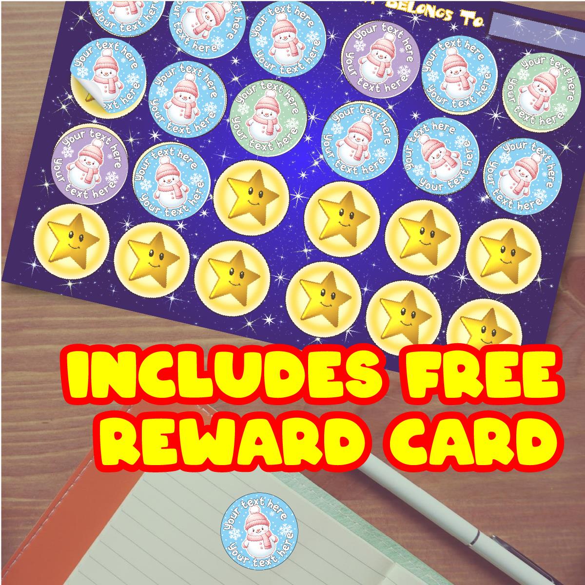144 Personalised Christmas Snowman 30mm Christmas Reward Stickers for School Teachers, Parents and Nursery