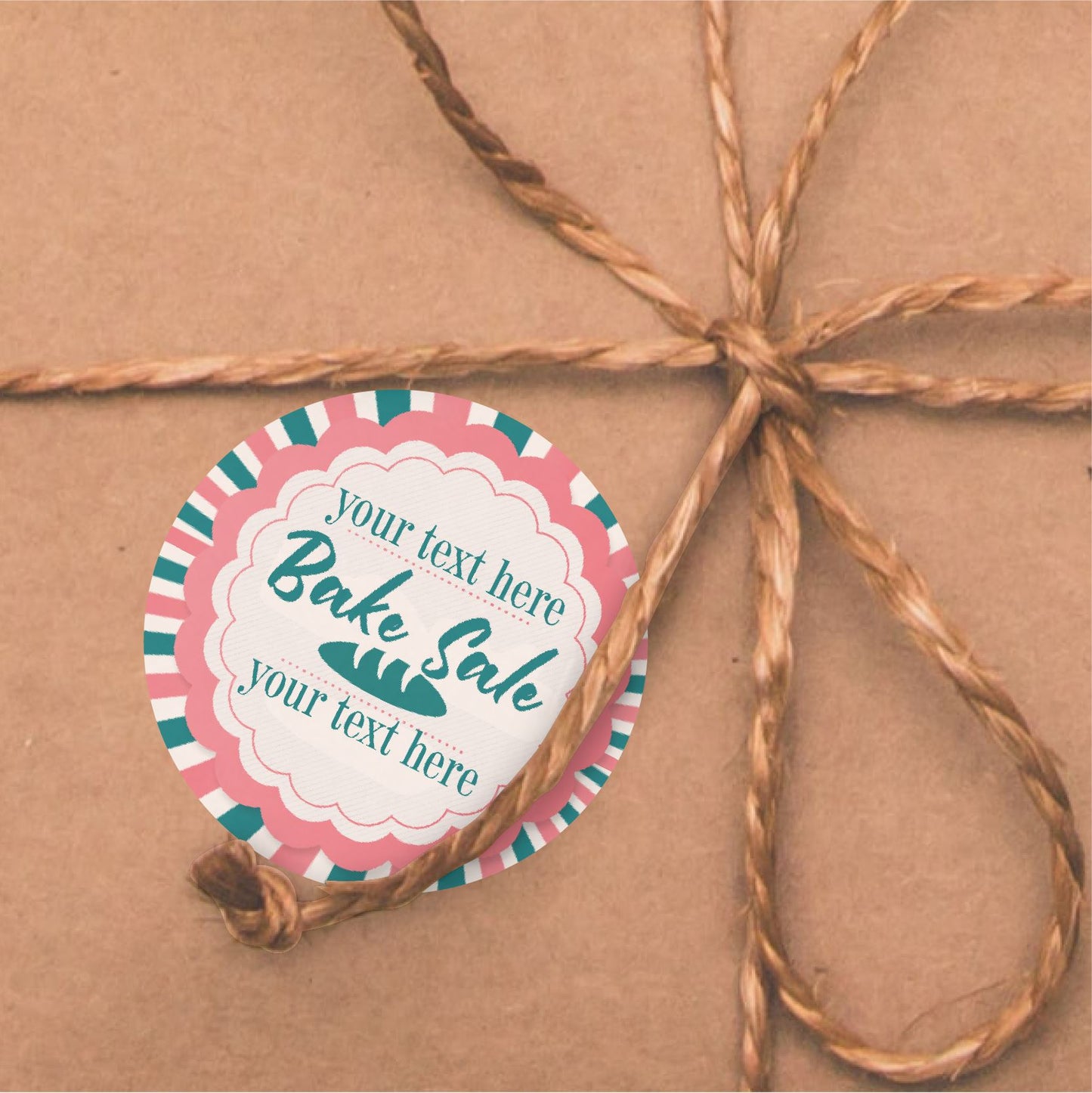 144 Personalised Bake Sale 30mm Glossy Stickers Labels