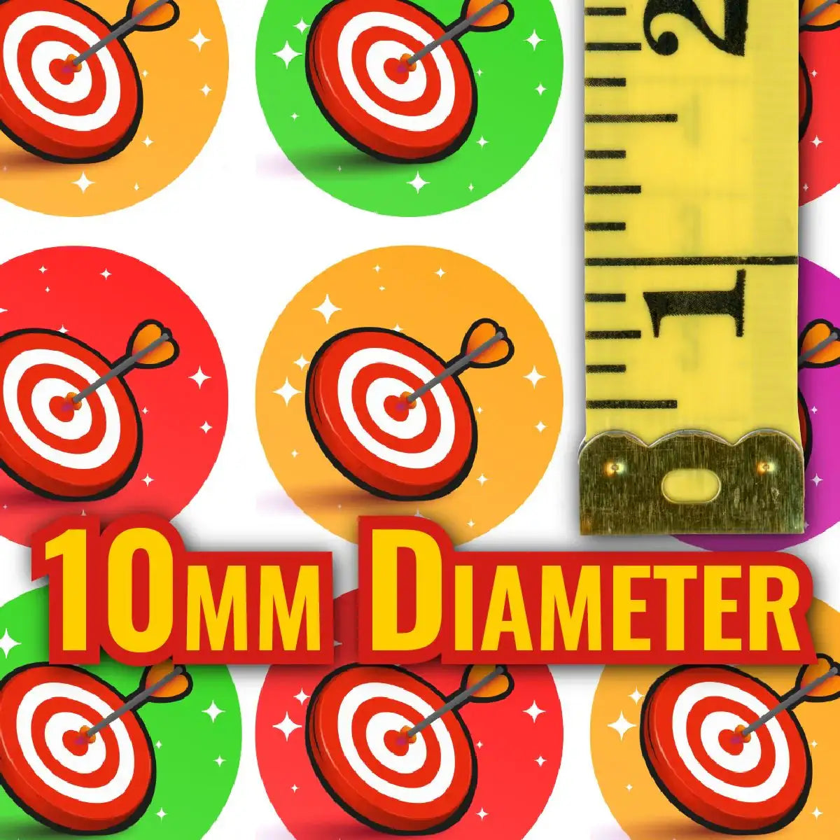 Word Target Sticker 900 Colourful Mini On Target Dots 10mm Glossy Teacher Reward Stickers ...