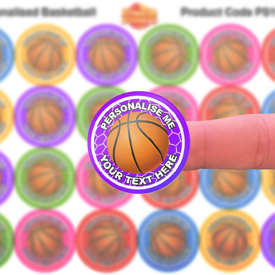 144 Personalised 30mm Basketball Reward Stickers for School Teachers, Parents and Nursery