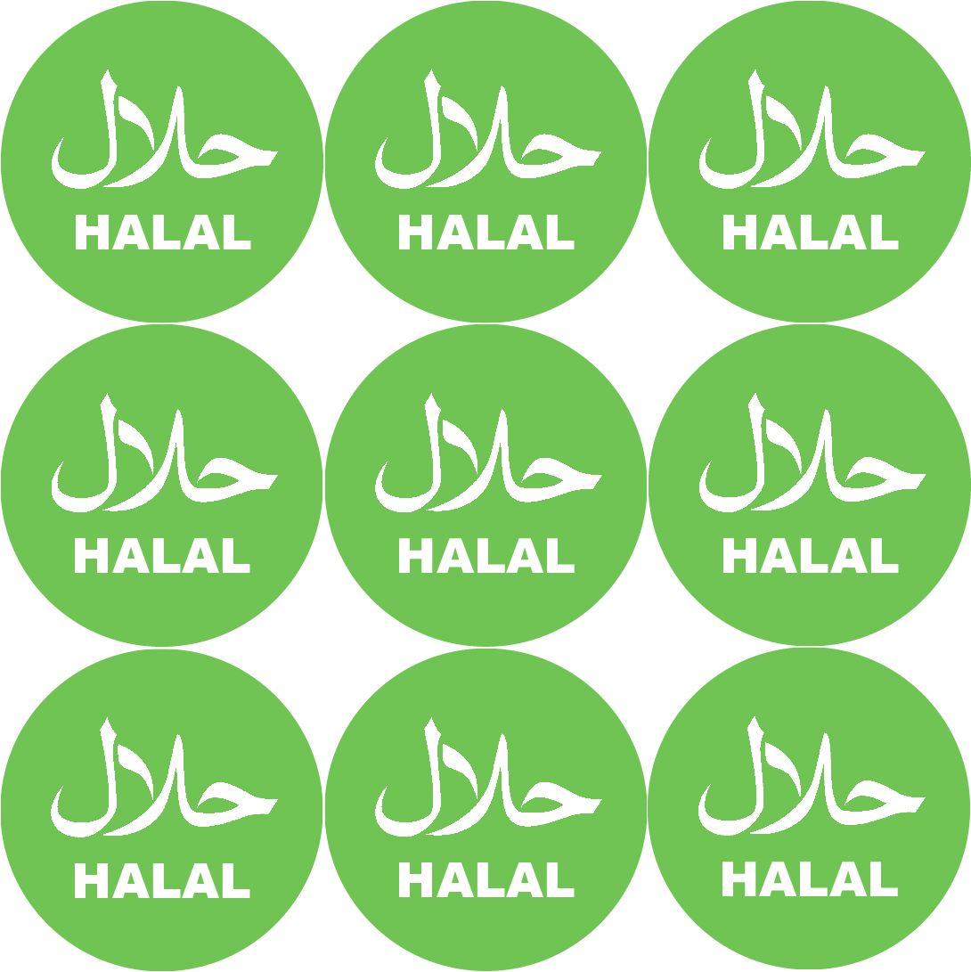 144 Halal themed 30mm Stickers Glossy Recycle Packaging Labels