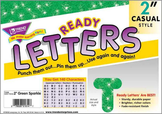 Display Board Ready Letters - Sparkle Green 2" Casual