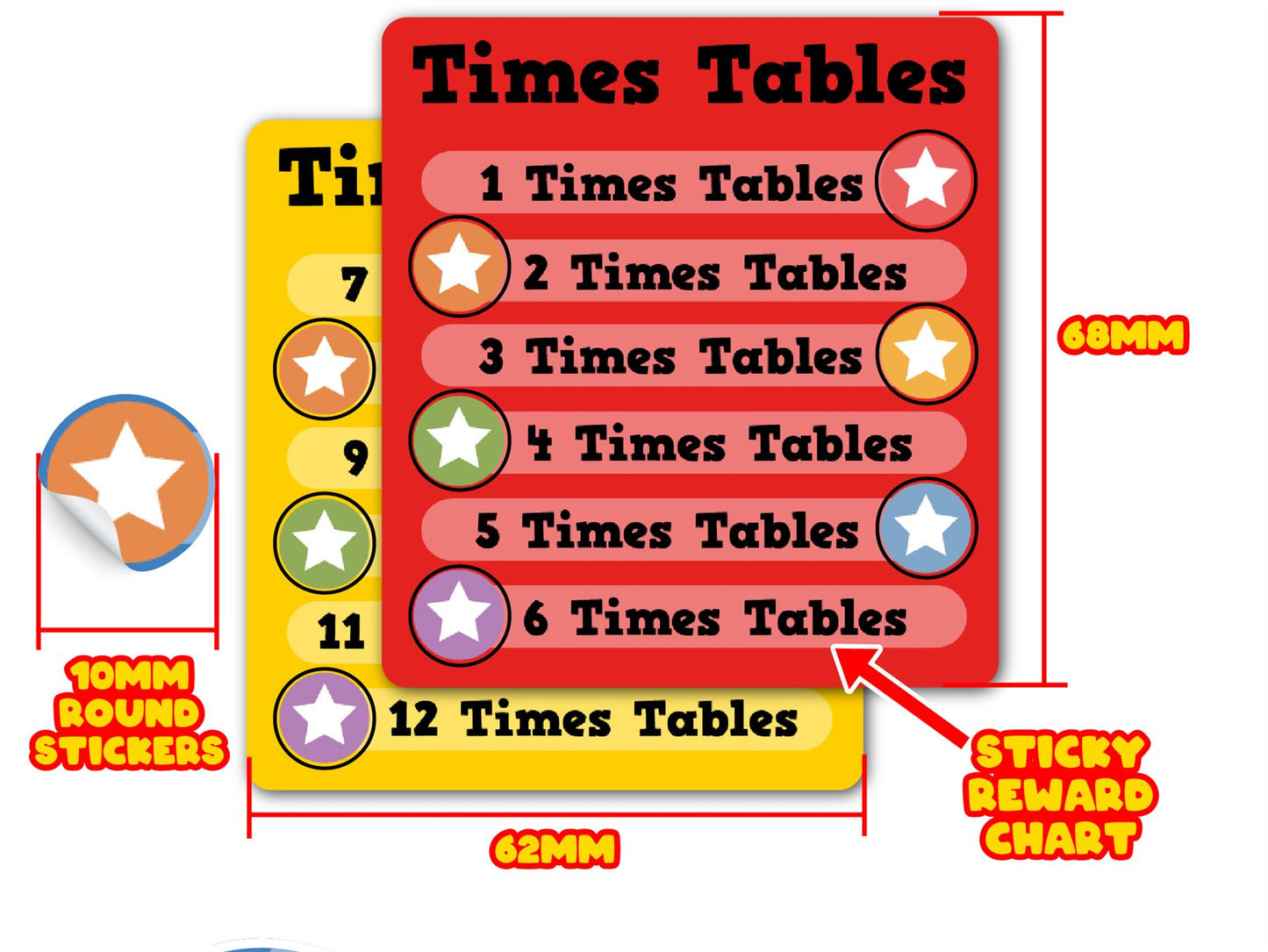 36 Ticker Trackers - Sticky Reward Charts - Math Times Table Multiplication Themed