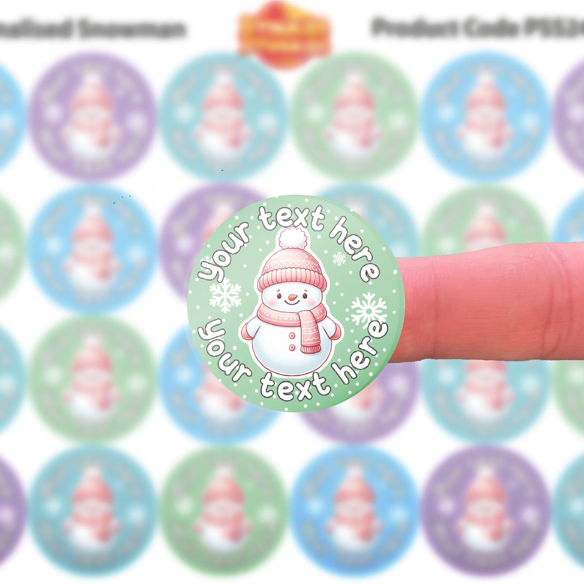 144 Personalised Christmas Snowman 30mm Christmas Reward Stickers for School Teachers, Parents and Nursery