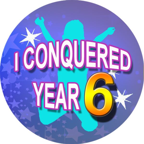 144 I Conquered Year 6 - End of Term Year 5th grade Teacher Reward Stickers Size 30mm