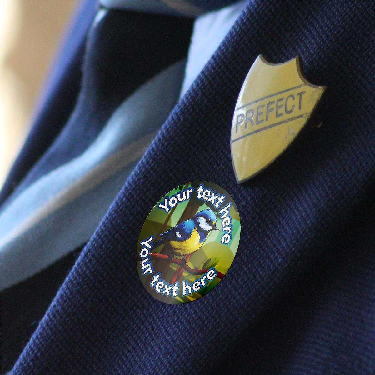 144 Personalised Bluetit Bird 30mm Reward Stickers for School Teachers, Parents and Nursery