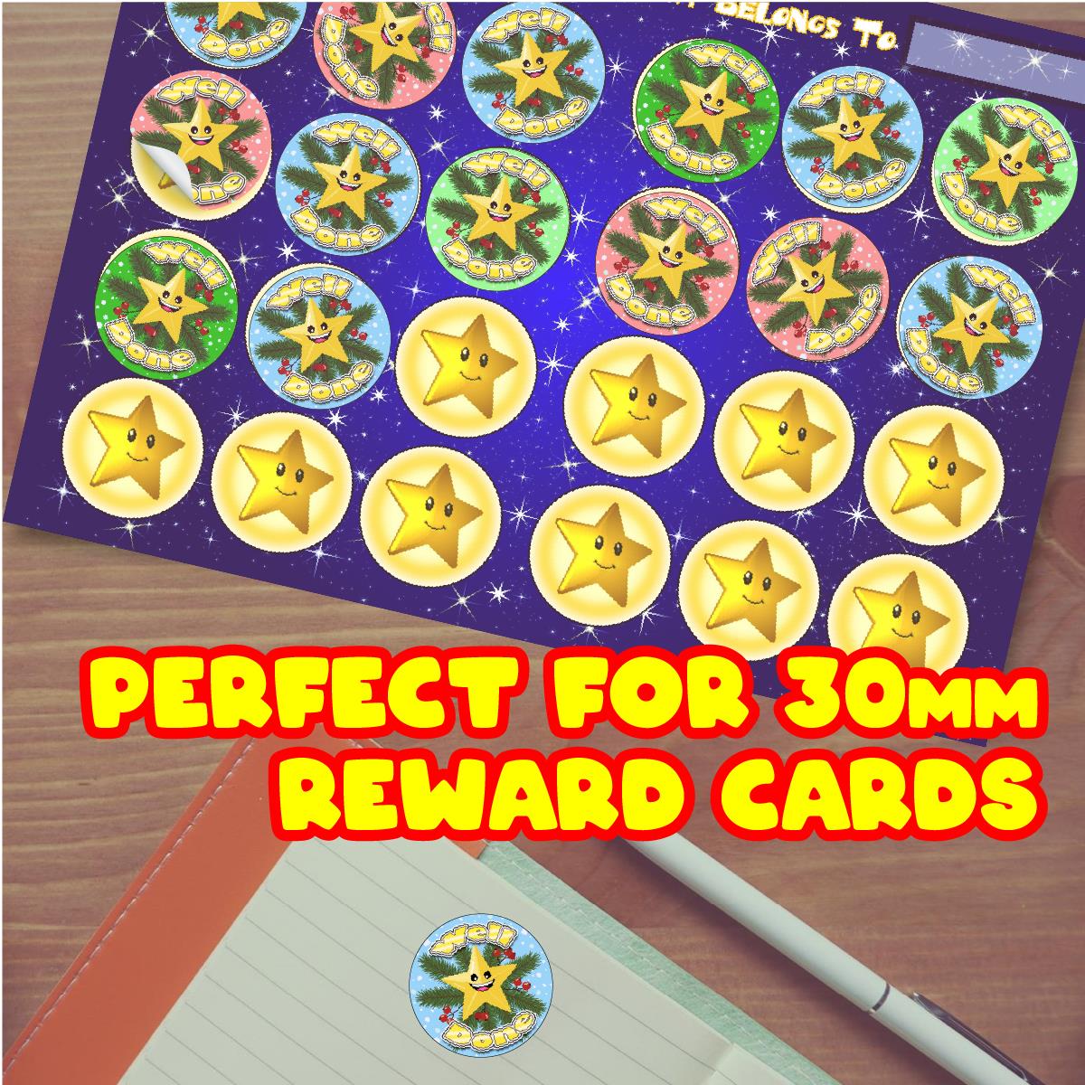 120 Christmas Well Done Star Pine Scented Stickers - 30mm Scented Stickers - For Teachers Nursery Parents