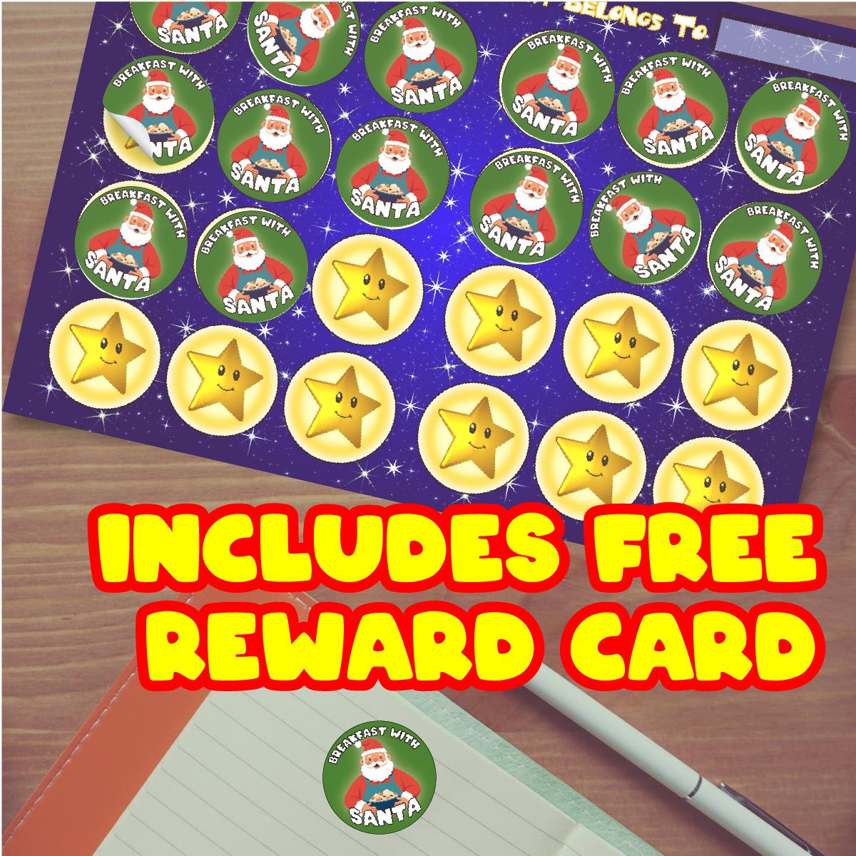 144 Breakfast with Santa 30mm Reward Stickers for School Teachers, Parents and Nursery