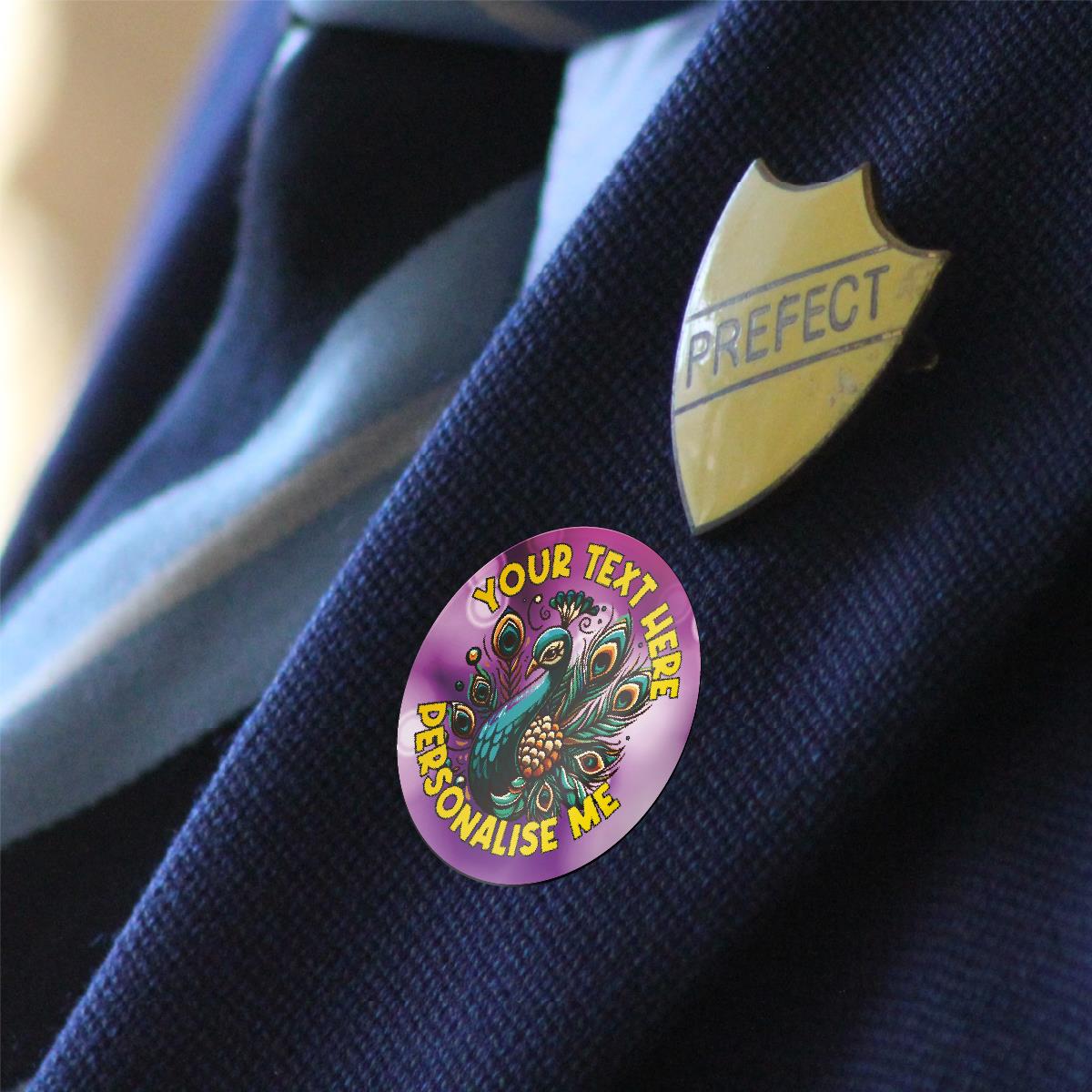 144 Personalised Peacock Bird 30mm Reward Stickers for School Teachers, Parents and Nursery