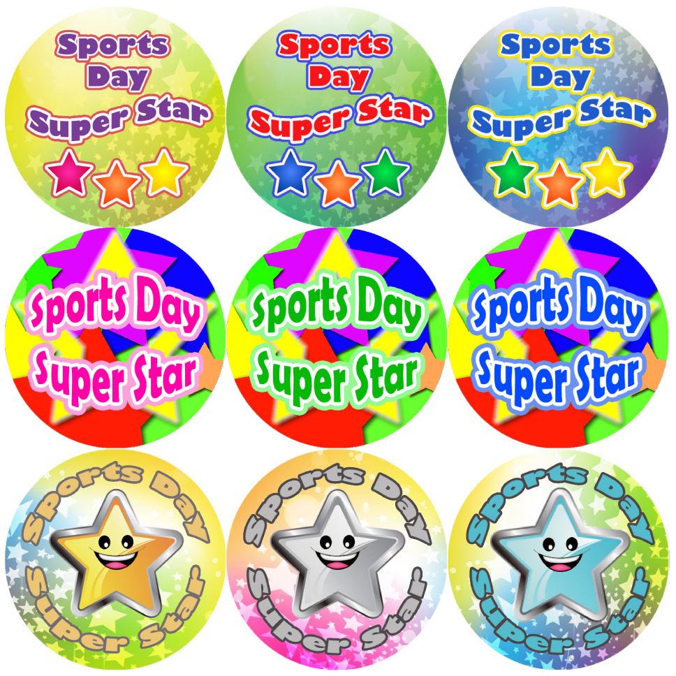 144 Sports Day Star 30mm Reward Stickers for Teachers, Parents and Schools