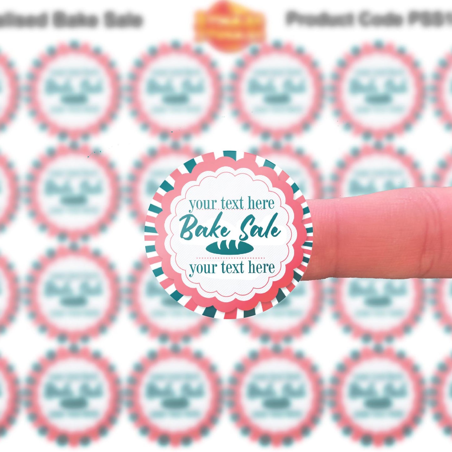 144 Personalised Bake Sale 30mm Glossy Stickers Labels