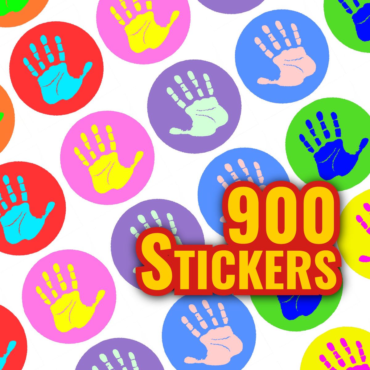 900 Mini Hi-Five Hands 10mm Spot Reward Stickers for Teachers and Planner Charts
