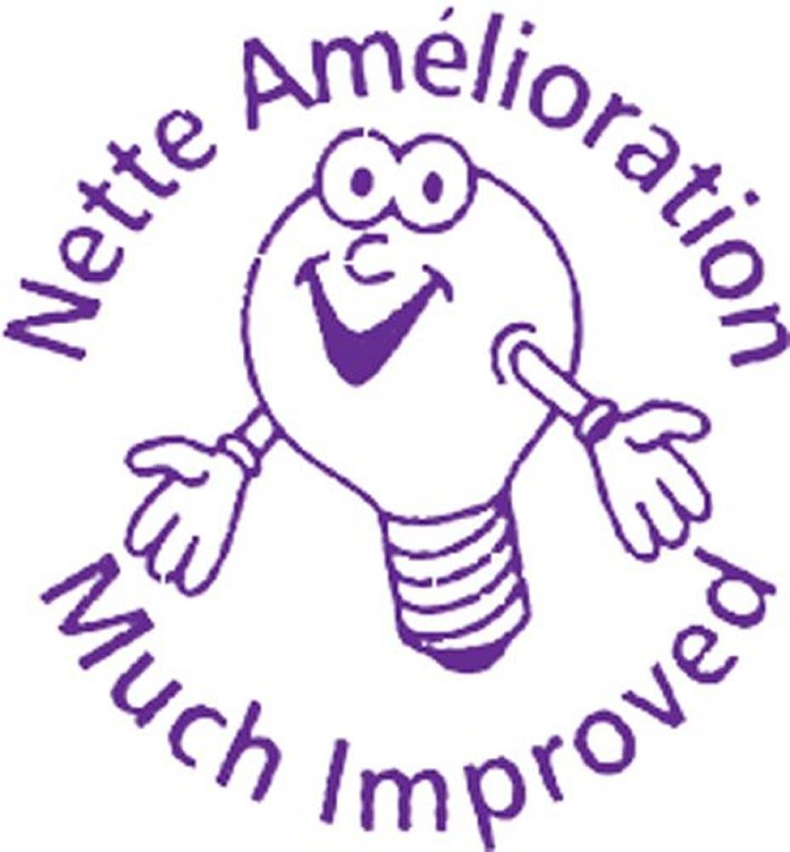 Nette Amelioration FRENCH Much Improved - Self inking teacher reward xstamper xclamations stamp