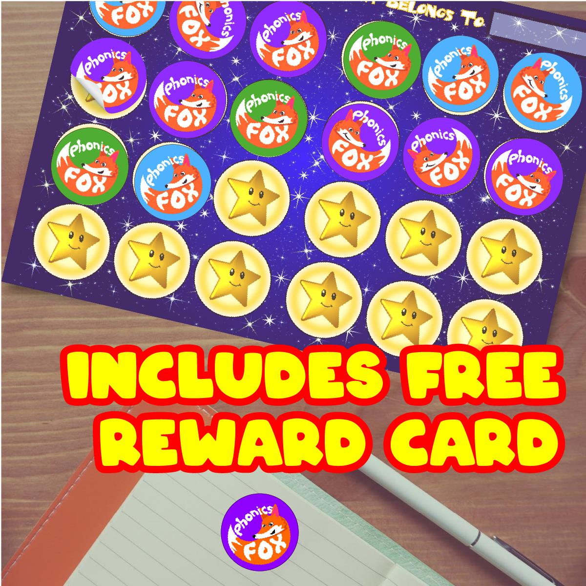 144 Phonics Fox - 30mm - Glossy Reward Literacy Stickers for Teachers & Parents
