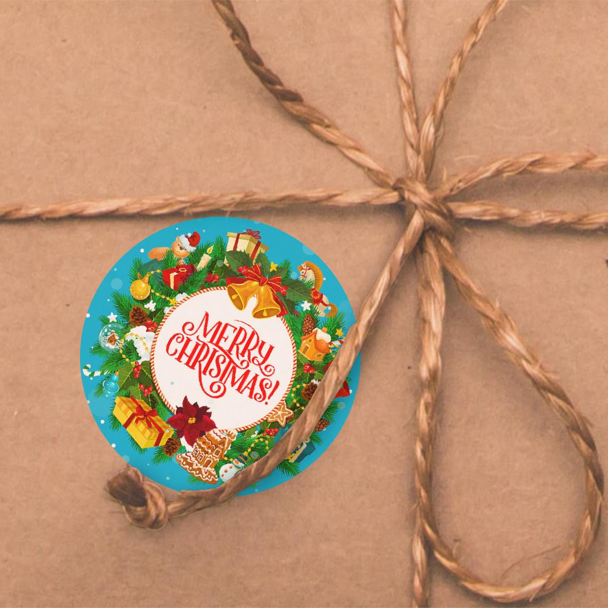 120 Christmas Wreath Pine Scented Stickers - 30mm Scented Stickers - For Teachers Nursery Parents