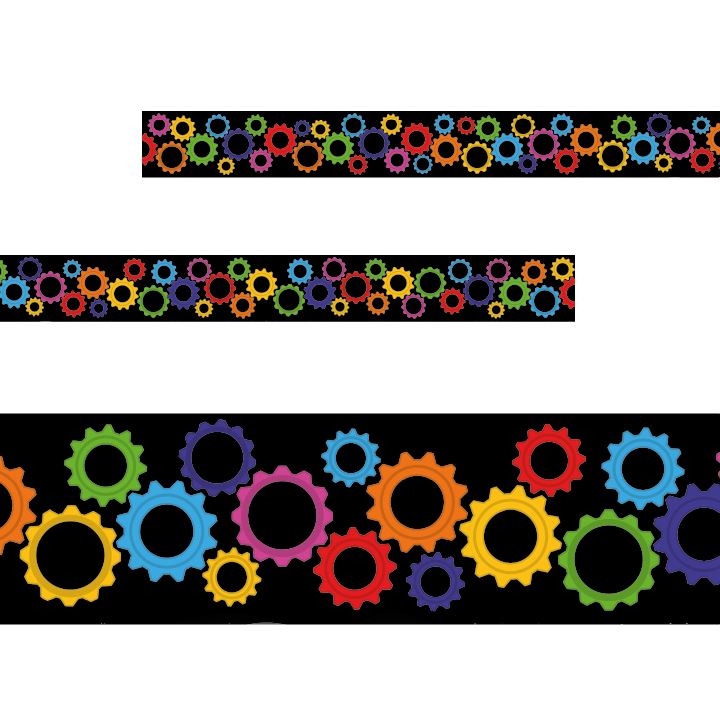 Colourful Cogs Classroom Trimmers 14.25m long Notice Board Display Borders