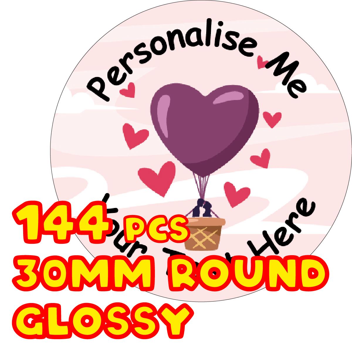 144 Personalised Heart Air Balloons 30mm Reward Stickers for School Teachers, Parents and Nursery