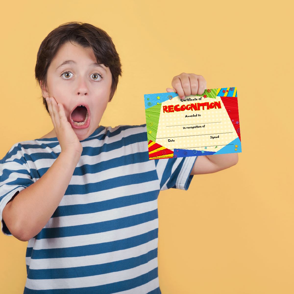 30 Recognition award certificates for school teachers, 250gsm A5 silk finish card