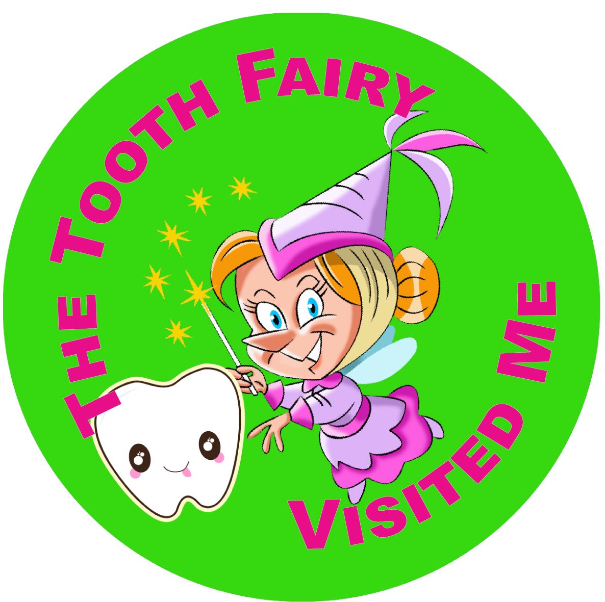 144 Tooth Fairy 30mm Reward Stickers for Teachers, Parents. Dentist and Party Bags