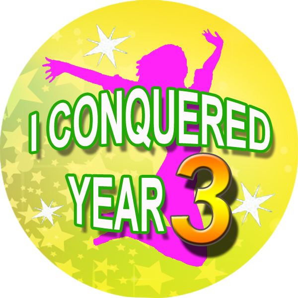 144 I Conquered Year 3 - End of Term Year 2nd grade Teacher Reward Stickers Size 30mm