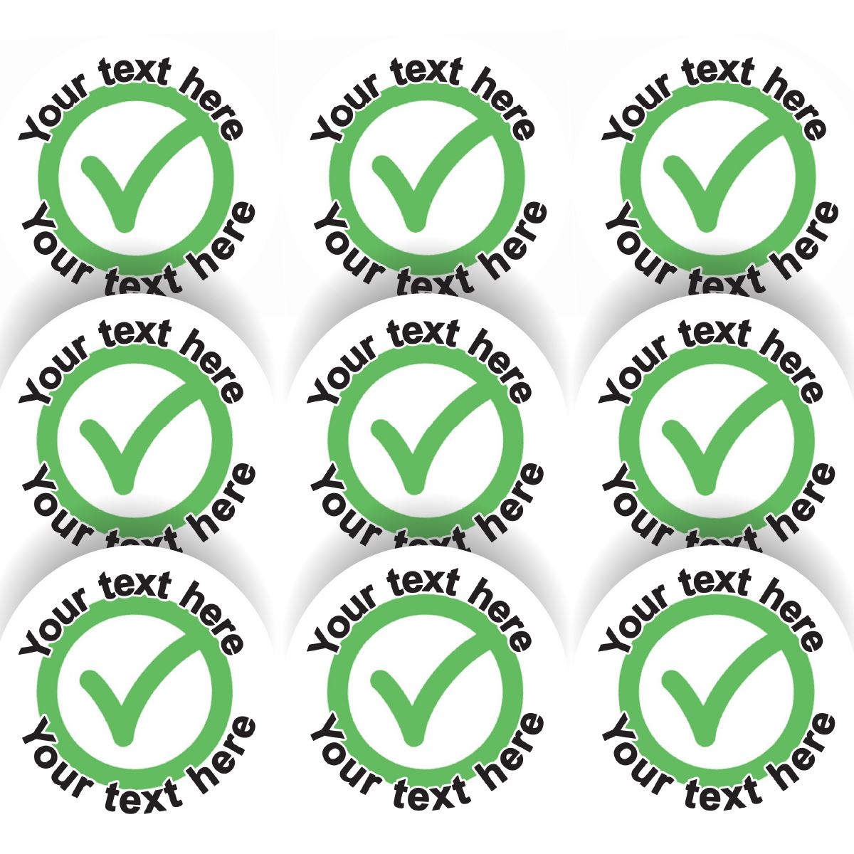 144 Personalised Green Tick 30mm Reward Stickers for School Teachers, Parents and Nursery