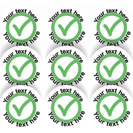 144 Personalised Green Tick 30mm Reward Stickers for School Teachers, Parents and Nursery