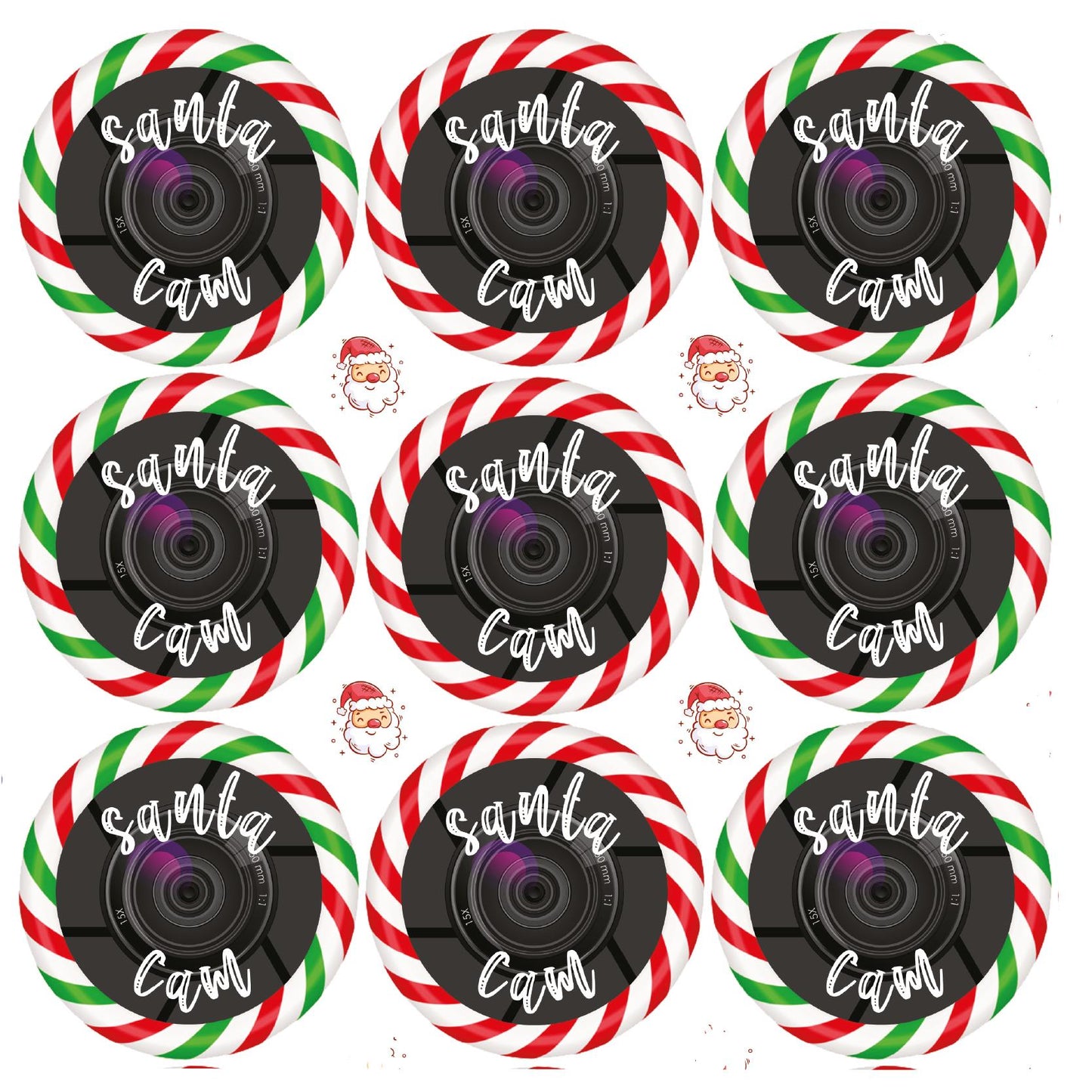 144 Santa Cam 30mm Reward Stickers for School Teachers, Parents and Nursery + 90 Free 10mm Santa's