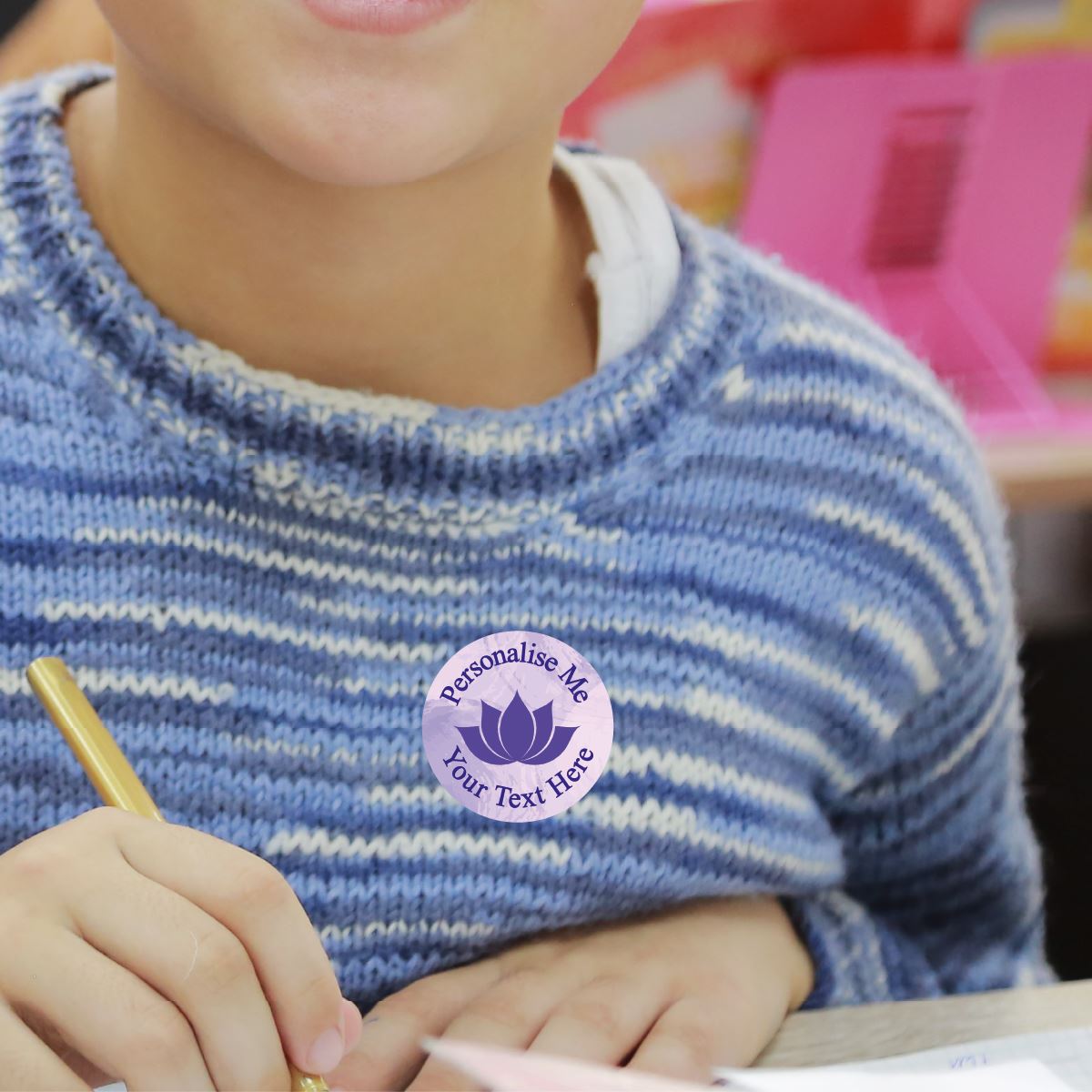 144 Calm Lotus Personalised 30mm Reward Stickers for School Teachers