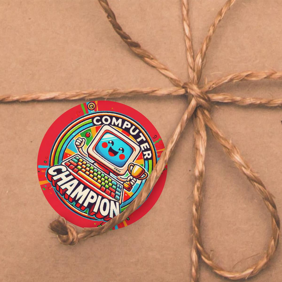 144 Computer Champion Coding Stickers - 30mm - Glossy Reward Stickers for Teachers & Parents