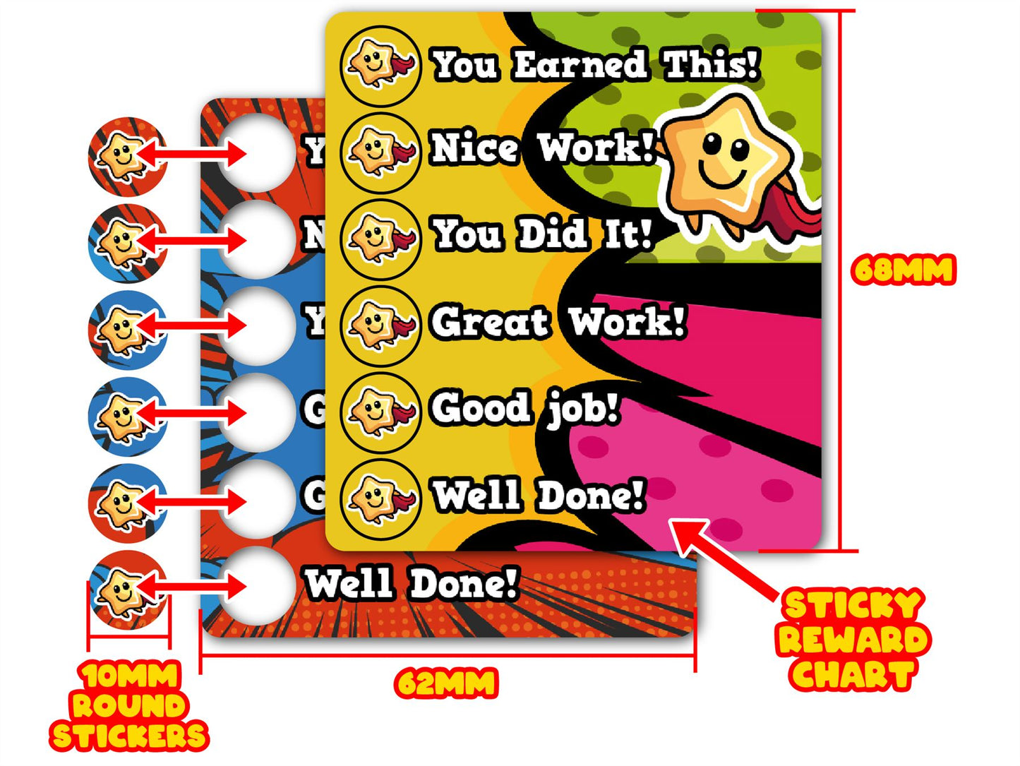 36 Ticker Trackers - Sticky Reward Charts - Superhero Comic Themed