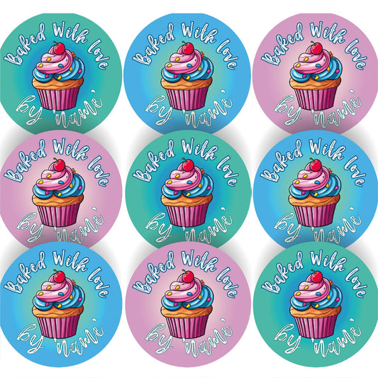 144 Personalised Baked With Love 30mm Reward Stickers for School Teachers, Parents and Nursery