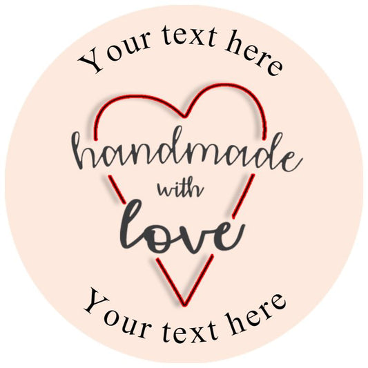 144 Personalised Handmade with Love 30mm Glossy Stickers Labels