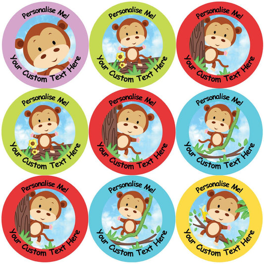 144 Personalised Funky Monkey 30mm Reward Stickers for School Teachers, Parents and Nursery