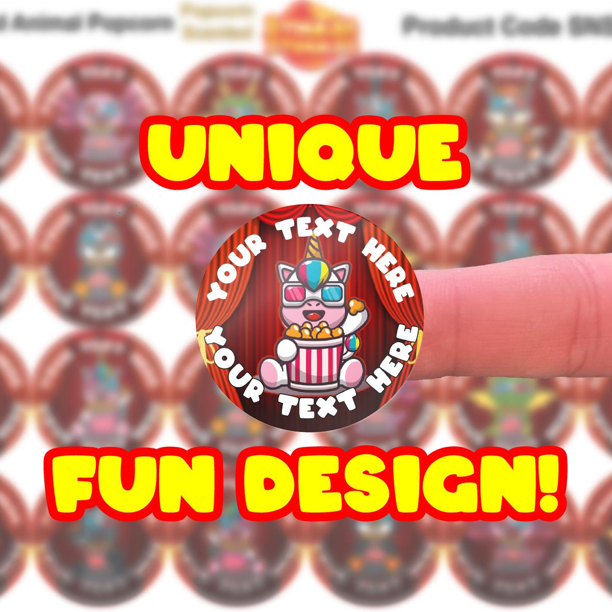 120 Popcorn Animals Scented Personalised Stickers - Personalised 30mm Scented  Stickers - For Teachers Nursery Parents