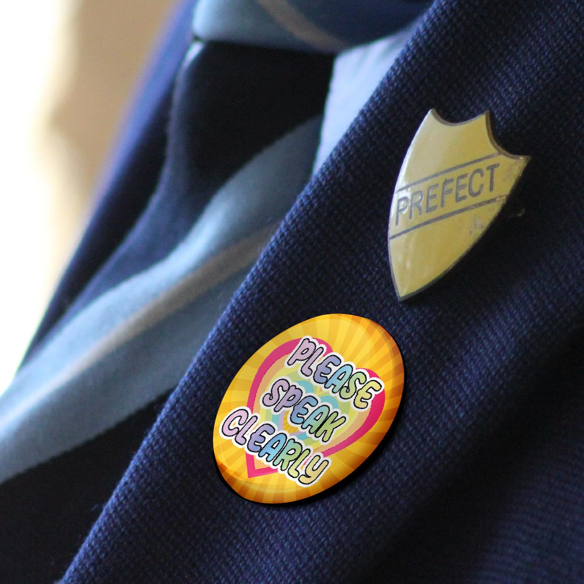 20 x Please Speak Clearly Button Badges (Pack of 20 Pin Badges - 38mm)