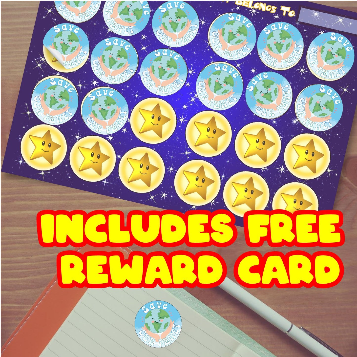 144 Save Our Planet 30mm Reward Stickers for School Teachers, Parents and Nursery