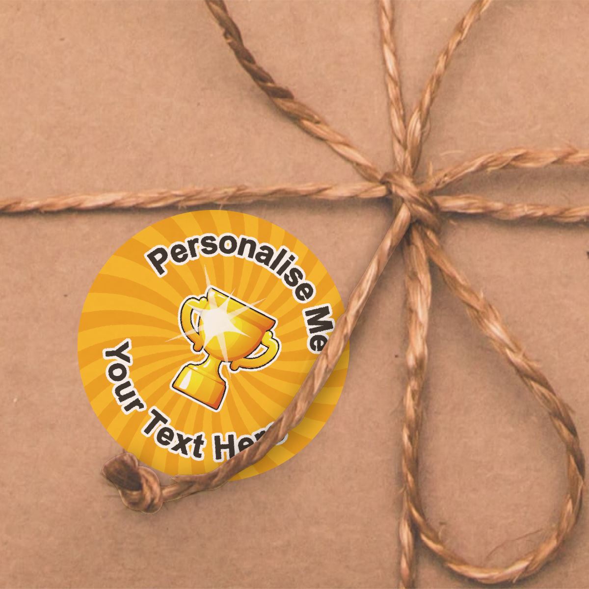 144 Golden Trophy Personalised 30mm Reward Stickers for School Teachers, Parents and Nursery