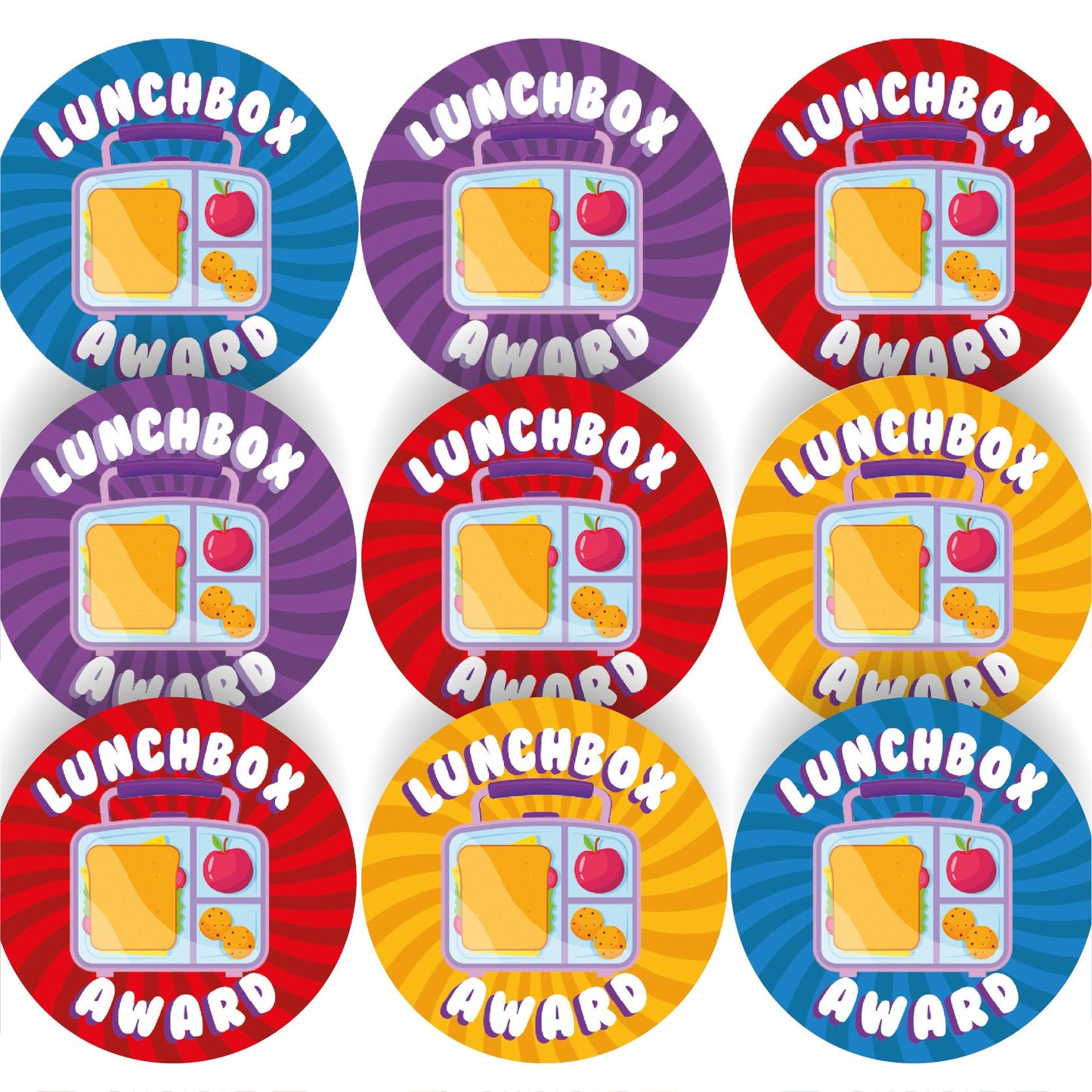 144 Lunchbox Award 30mm Reward Stickers for Teachers, Parents and Party Bags