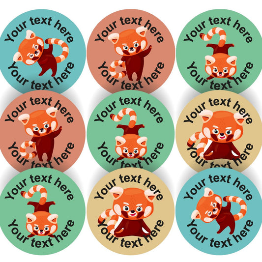 144 Personalised Red Panda 30mm Reward Stickers for School Teachers, Parents and Nursery