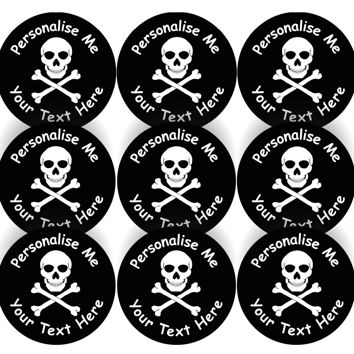 144 Jolly Roger Pirate Flag Personalised 30mm Reward Stickers for School Teachers
