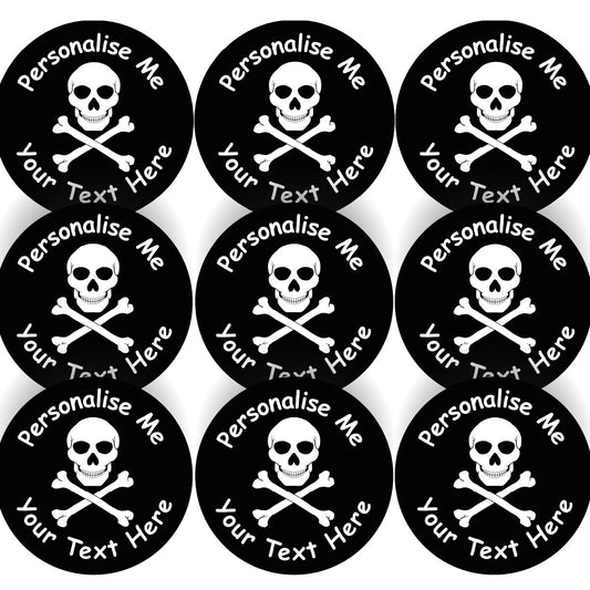 144 Jolly Roger Pirate Flag Personalised 30mm Reward Stickers for School Teachers