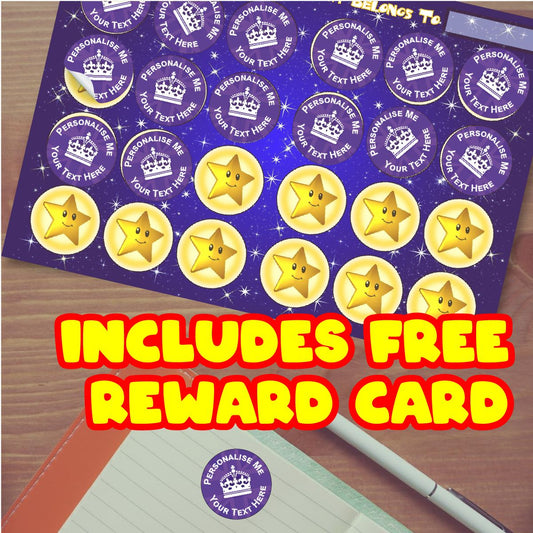 Royal Crown 144 Personalised 30mm Reward Stickers for School Teachers, Parents and Nursery
